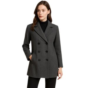 Jason Kole Charcoal Wool Double-Breasted Pea Coat — Size M
